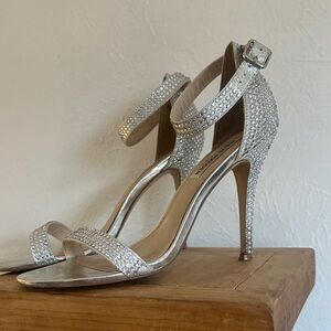 Steve Madden Rhinestone Silver Heels Size 8.5